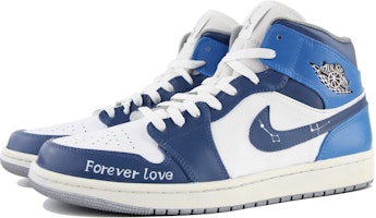 【定制球鞋】 Jordan Air Jordan 1 Mid 星空藍 牛郎織女星 中幫 復古籃球鞋 男款 藍白 Lookbook 【定制球鞋】 Jordan Air Jordan 1 Mid 星空藍 牛郎織女星 中幫 復古籃球鞋 男款 藍白