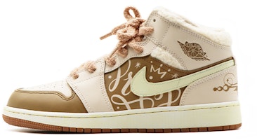 【定制球鞋】Jordan Air Jordan 1 Mid 蒸汽木偶 復古做舊 塗鴉 皇冠 毛絨鞋帶 復古籃球鞋 GS 棕黃 Buy 【定制球鞋】Jordan Air Jordan 1 Mid 蒸汽木偶 復古做舊 塗鴉 皇冠 毛絨鞋帶 復古籃球鞋 GS 棕黃