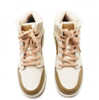 【定制球鞋】Jordan Air Jordan 1 Mid 蒸汽木偶 復古做舊 塗鴉 皇冠 毛絨鞋帶 復古籃球鞋 GS 棕黃 Shop 【定制球鞋】Jordan Air Jordan 1 Mid 蒸汽木偶 復古做舊 塗鴉 皇冠 毛絨鞋帶 復古籃球鞋 GS 棕黃