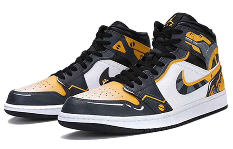 Lookbook [Kasut Custom] Air Jordan 1 Mid 'SteamPunk Mekanikal' 554724-170(Team拾陆-喷绘篮球鞋男女款)