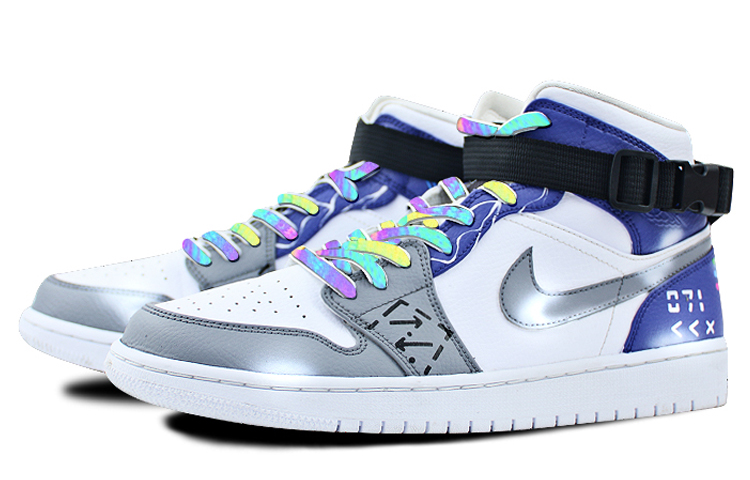 Lookbook [Zapatillas Personalizadas] Air Jordan 1 Mid 'Stellar Code Laser Strap' 554724-126(Team叁-男款手绘星际代码)