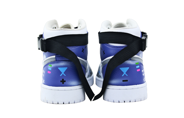 Shop [Zapatillas Personalizadas] Air Jordan 1 Mid 'Stellar Code Laser Strap' 554724-126(Team叁-男款手绘星际代码)