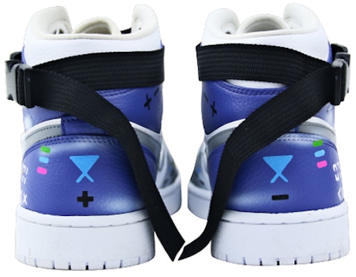 【定制球鞋】Jordan Air Jordan 1 Mid 是在玩鞋 星際代碼 鐳射 束帶 未來科技 中幫 復古籃球鞋 男款 藍灰紅 Shop 【定制球鞋】Jordan Air Jordan 1 Mid 是在玩鞋 星際代碼 鐳射 束帶 未來科技 中幫 復古籃球鞋 男款 藍灰紅