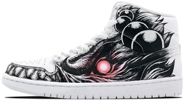 【定制球鞋】Jordan Air Jordan 1 街霸 豪鬼 噴繪 中幫 籃球鞋 男款 黑白 Buy 【定制球鞋】Jordan Air Jordan 1 街霸 豪鬼 噴繪 中幫 籃球鞋 男款 黑白