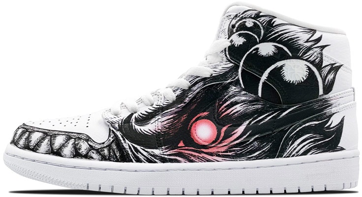 【定制球鞋】Jordan Air Jordan 1 街霸 豪鬼 噴繪 中幫 籃球鞋 男款 黑白 Buy 【定制球鞋】Jordan Air Jordan 1 街霸 豪鬼 噴繪 中幫 籃球鞋 男款 黑白