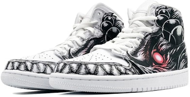 【定制球鞋】Jordan Air Jordan 1 街霸 豪鬼 噴繪 中幫 籃球鞋 男款 黑白 Lookbook 【定制球鞋】Jordan Air Jordan 1 街霸 豪鬼 噴繪 中幫 籃球鞋 男款 黑白