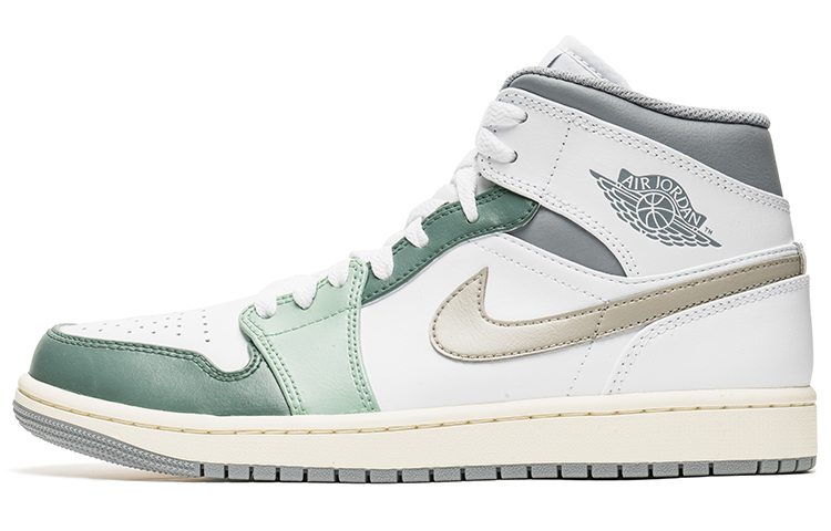 Buy 【定製球鞋】 Jordan Air Jordan 1 Mid 野鶴製造 夏日風 復古色系 中幫 復古籃球鞋 男款 青石綠白