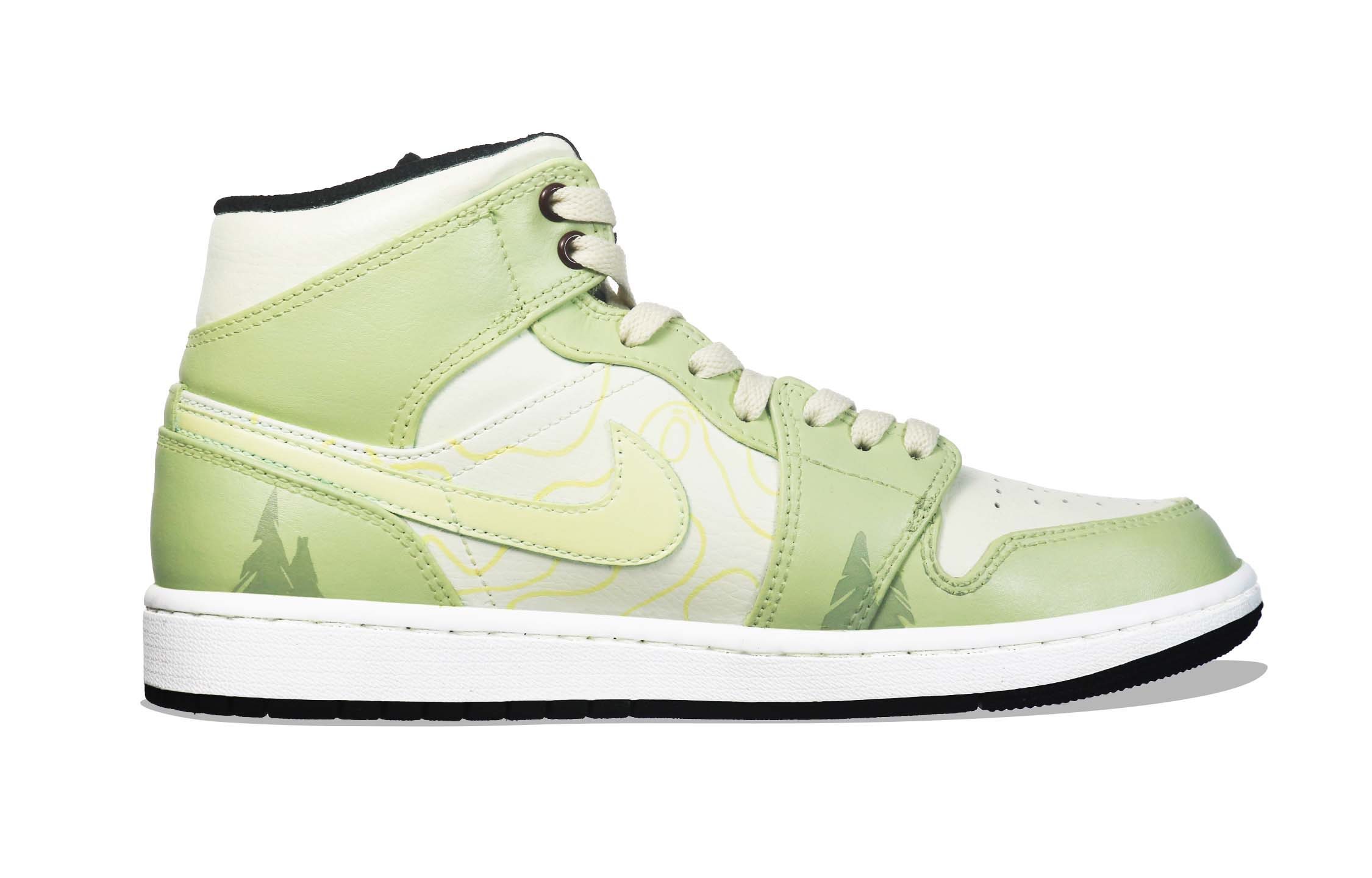 Lookbook [Kasut Custom] Air Jordan 1 Mid 'Summer Outdoor Camp Hijau Kuning Terang' 554724-132(Team36-男款户外风)