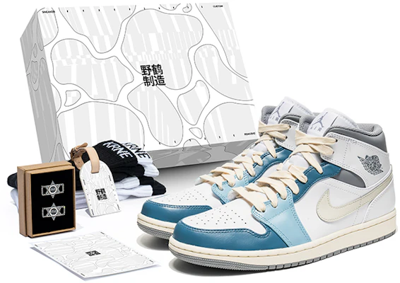 Zapatillas personalizadas Air Jordan 1 Mid 'Verano Blanco Azul Vintage' 554724-135(TeamB-复古靛石蓝S-BOX) Buy Zapatillas personalizadas Air Jordan 1 Mid 'Verano Blanco Azul Vintage' 554724-135(TeamB-复古靛石蓝S-BOX)