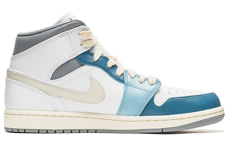 Lookbook [Sepatu Kustom] Air Jordan 1 Mid 'Summer Vintage Putih Biru' 554724-135(TeamB-复古靛石蓝S-BOX)