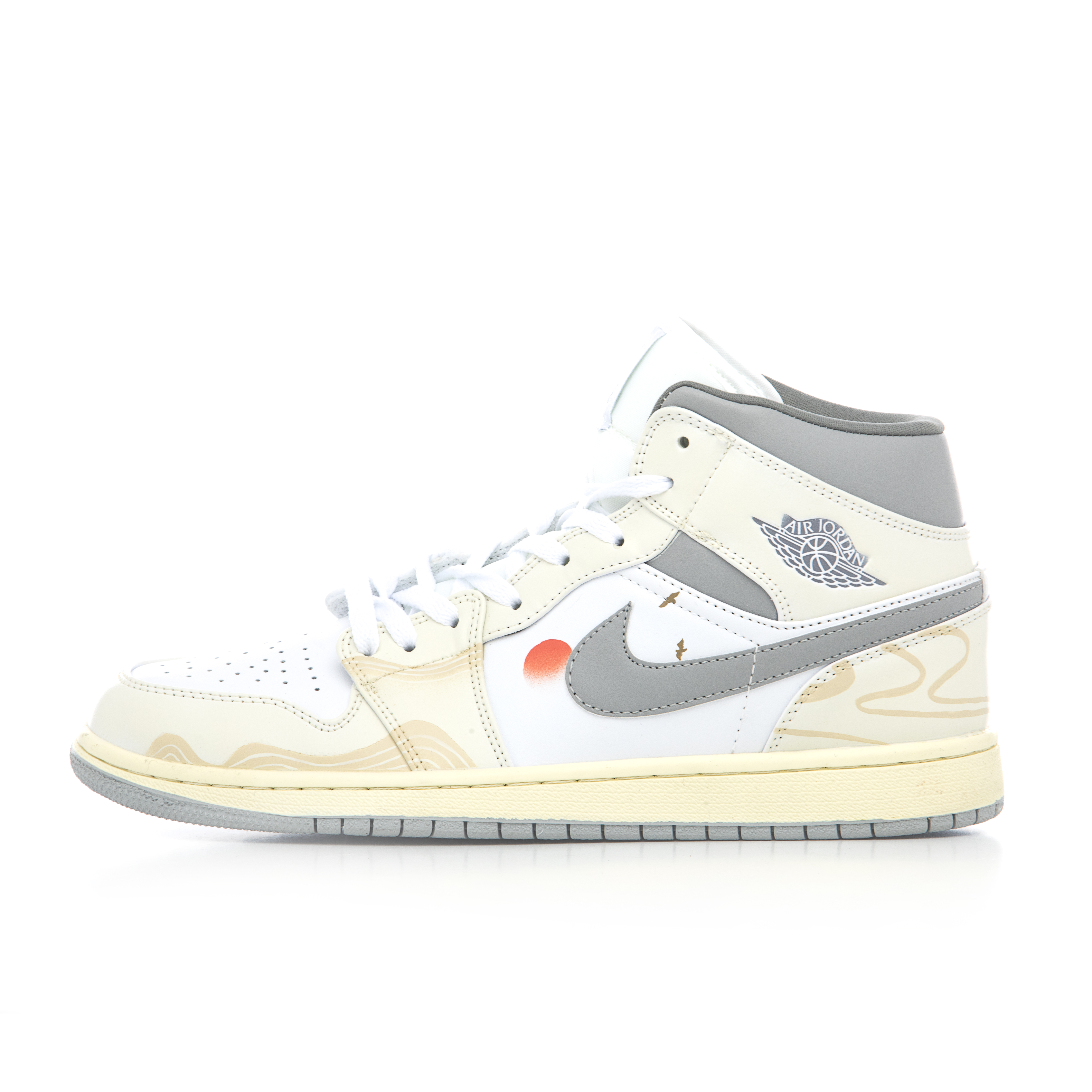 Buy [Kasut Custom] Air Jordan 1 Mid 'Sunrise Kuning-Putih' 554724-135(Team60-男款日出)