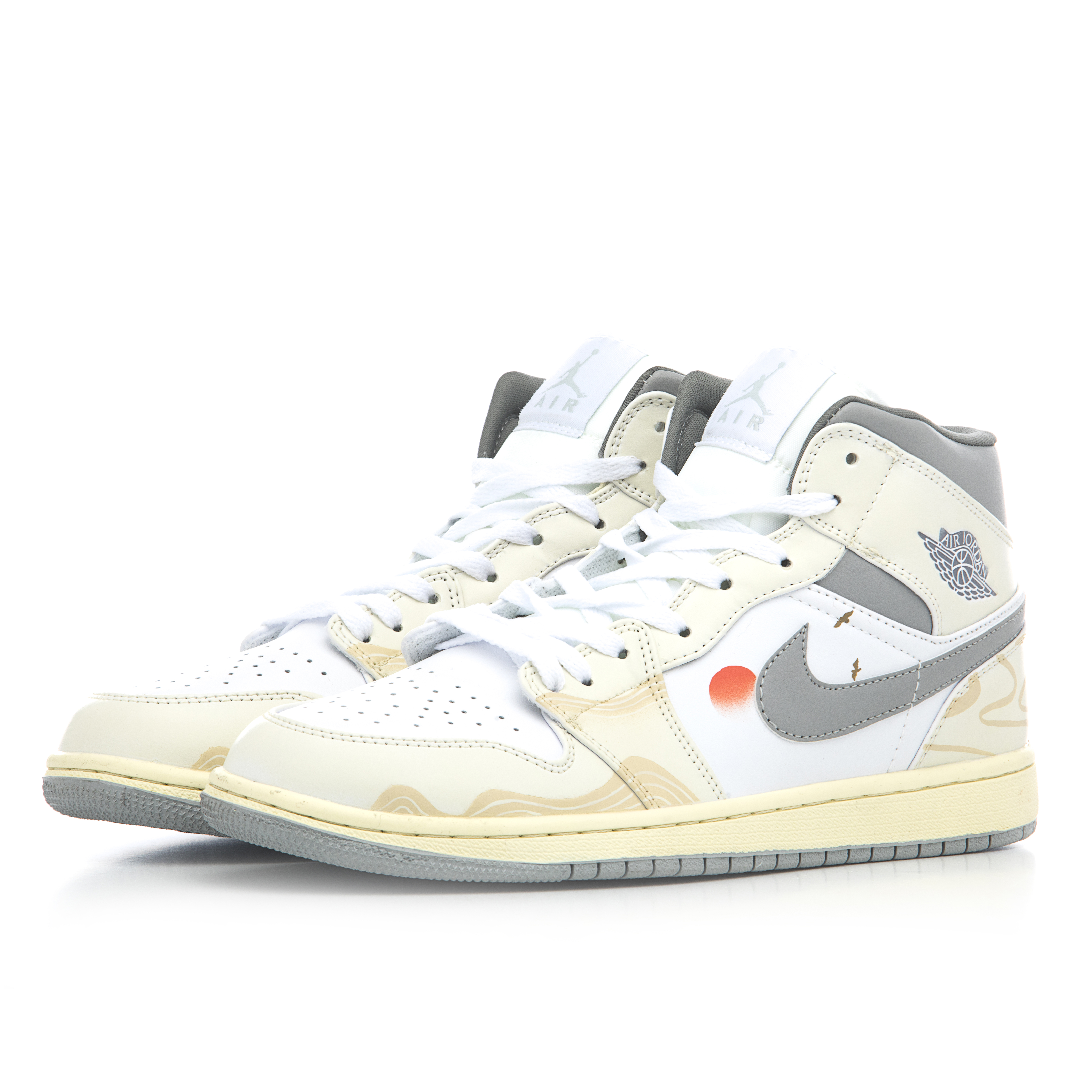 Lookbook [Kasut Custom] Air Jordan 1 Mid 'Sunrise Kuning-Putih' 554724-135(Team60-男款日出)