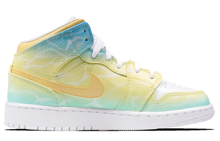 Order [定制鞋款] Air Jordan 1 Mid '阳光海滩渐变' 554724-130(TeamP-男女款夏日主题渐变黄蓝)