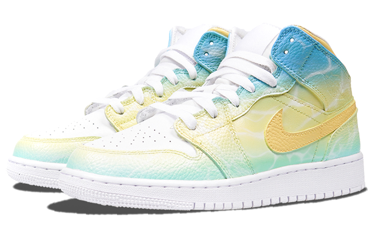 Lookbook [定制鞋款] Air Jordan 1 Mid '阳光海滩渐变' 554724-130(TeamP-男女款夏日主题渐变黄蓝)