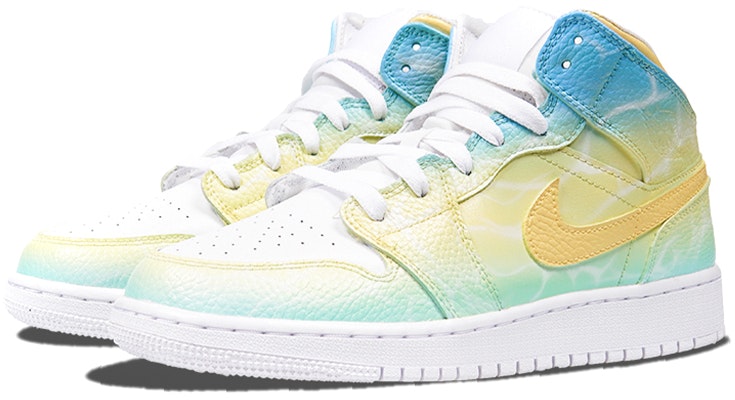 【定制球鞋】 Jordan Air Jordan 1 Mid 夏日繽紛 陽光沙灘 波光粼粼 漸變 中幫 籃球鞋 男女同款 黃藍 Lookbook 【定制球鞋】 Jordan Air Jordan 1 Mid 夏日繽紛 陽光沙灘 波光粼粼 漸變 中幫 籃球鞋 男女同款 黃藍