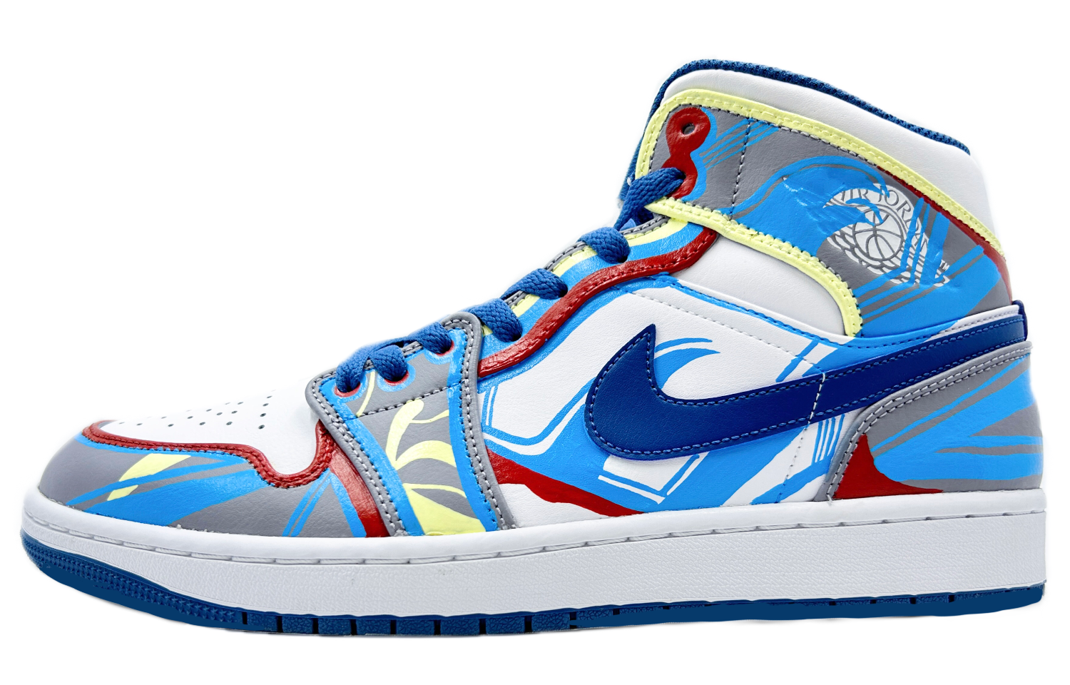 Buy 【定制球鞋】Jordan Air Jordan 1 Mid 乘風破浪 浪花 中幫 復古籃球鞋 男女同款 白藍