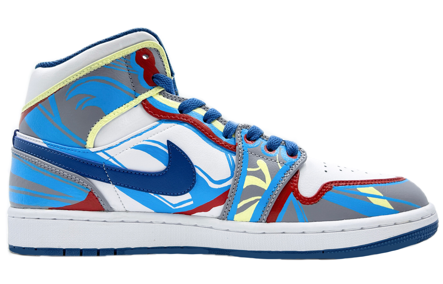 Order 【定制球鞋】Jordan Air Jordan 1 Mid 乘風破浪 浪花 中幫 復古籃球鞋 男女同款 白藍