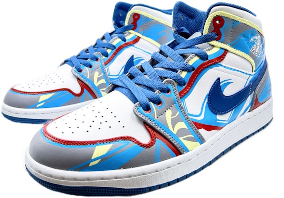 【定制球鞋】Jordan Air Jordan 1 Mid 乘風破浪 浪花 中幫 復古籃球鞋 男女同款 白藍 Lookbook 【定制球鞋】Jordan Air Jordan 1 Mid 乘風破浪 浪花 中幫 復古籃球鞋 男女同款 白藍