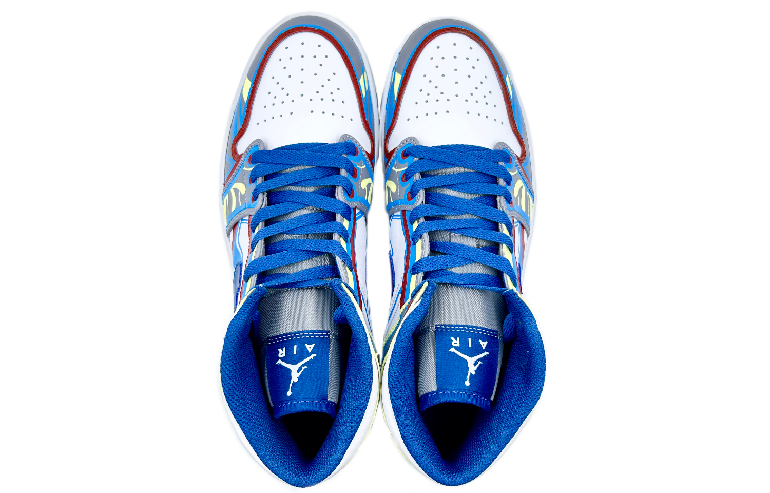 Shop 【定制球鞋】Jordan Air Jordan 1 Mid 乘風破浪 浪花 中幫 復古籃球鞋 男女同款 白藍