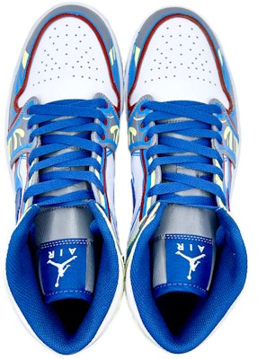 【定制球鞋】Jordan Air Jordan 1 Mid 乘風破浪 浪花 中幫 復古籃球鞋 男女同款 白藍 Shop 【定制球鞋】Jordan Air Jordan 1 Mid 乘風破浪 浪花 中幫 復古籃球鞋 男女同款 白藍