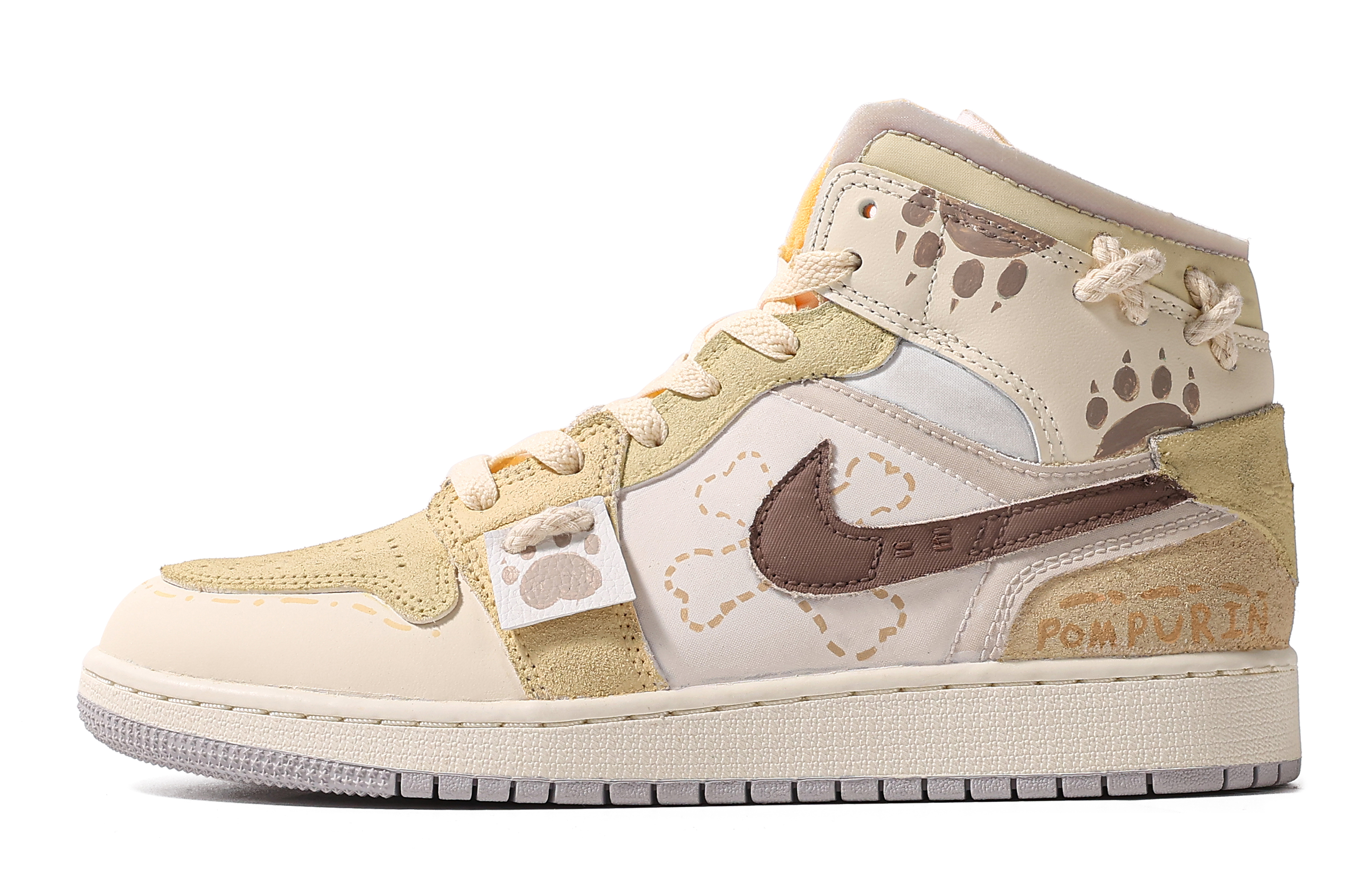 Order [Kasut Custom] Air Jordan 1 Mid 'Sweet Toffee Graffiti' DQ3726-100(TeamM-女款甜糖牛乳S-BOX)