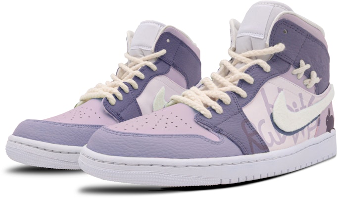 【定制球鞋】Jordan Air Jordan 1 Mid 藤蘿紫兔 甜心溫柔風 高街 復古籃球鞋 男款 紫色 Lookbook 【定制球鞋】Jordan Air Jordan 1 Mid 藤蘿紫兔 甜心溫柔風 高街 復古籃球鞋 男款 紫色