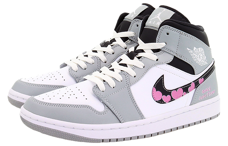 Lookbook [Sepatu Kustom] Air Jordan 1 Mid 'Sweetheart Party' Wanita 554724-078(Team10-粉心派对)