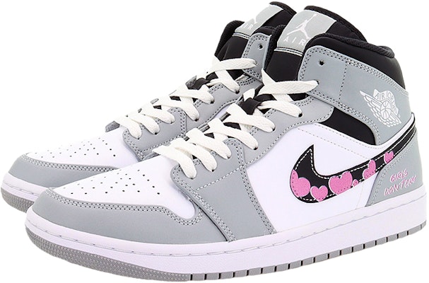 【定制球鞋】Jordan Air Jordan 1 Mid 粉心派對 甜心少女 中幫 復古籃球鞋 男款 灰白黑 Lookbook 【定制球鞋】Jordan Air Jordan 1 Mid 粉心派對 甜心少女 中幫 復古籃球鞋 男款 灰白黑