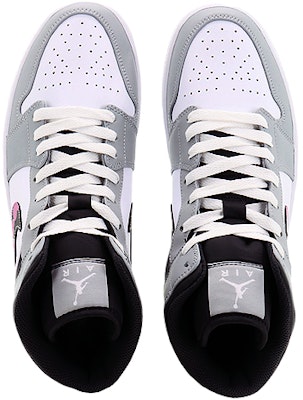 【定制球鞋】Jordan Air Jordan 1 Mid 粉心派對 甜心少女 中幫 復古籃球鞋 男款 灰白黑 Shop 【定制球鞋】Jordan Air Jordan 1 Mid 粉心派對 甜心少女 中幫 復古籃球鞋 男款 灰白黑