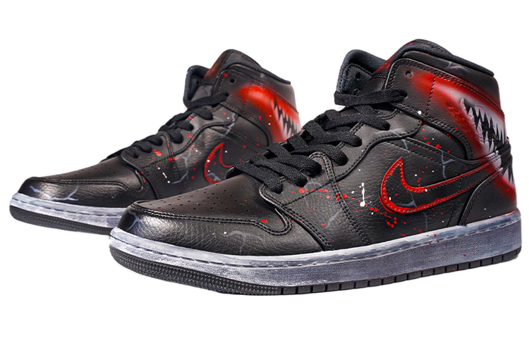 Lookbook [Kasut Custom] Air Jordan 1 Mid 'Symbiote Venom Guardian' 554724-077(TeamF-男款暗黑超级英雄毒液)