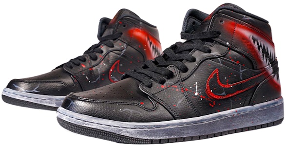 【定製球鞋】 Jordan Air Jordan 1 Mid 暗黑 共生 致命守護者 毒液 中幫 復古籃球鞋 男款 暗黑 Lookbook 【定製球鞋】 Jordan Air Jordan 1 Mid 暗黑 共生 致命守護者 毒液 中幫 復古籃球鞋 男款 暗黑