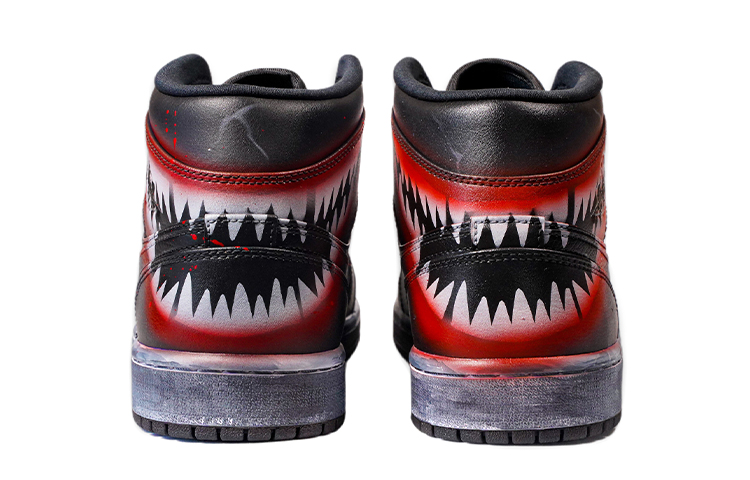 Shop [Kasut Custom] Air Jordan 1 Mid 'Symbiote Venom Guardian' 554724-077(TeamF-男款暗黑超级英雄毒液)