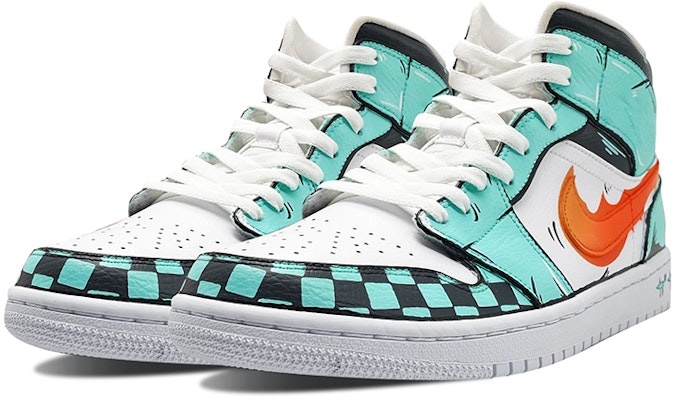 에어 조던 1 미드 '탄지로 카마도' 커스텀 슈즈 554724-130(Team-E男款鬼灭之刃橙绿白) Lookbook 에어 조던 1 미드 '탄지로 카마도' 커스텀 슈즈 554724-130(Team-E男款鬼灭之刃橙绿白)