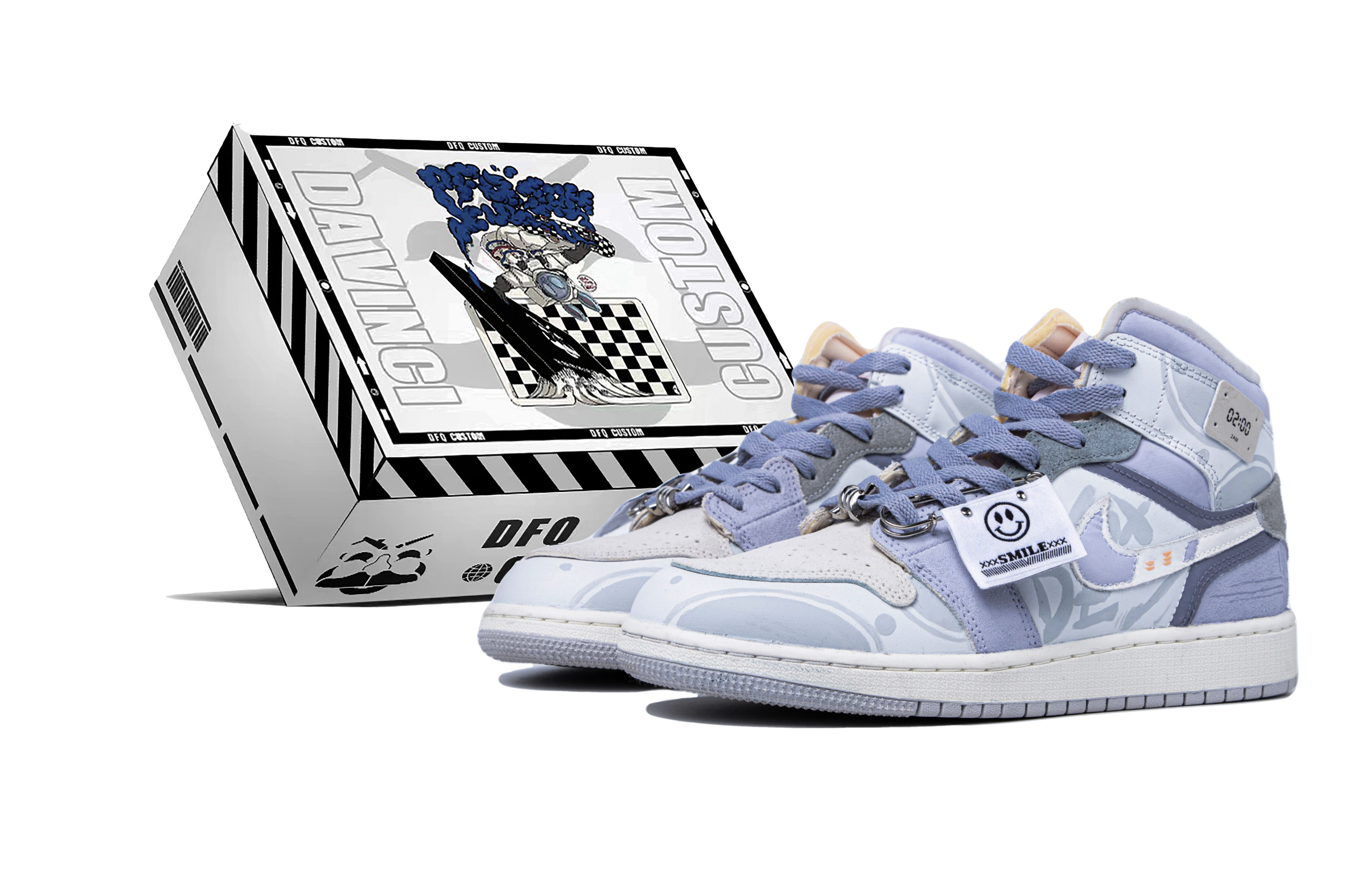 Buy [Zapatillas Personalizadas] Air Jordan 1 Mid 'Taro Planet Graffiti' DQ3726-100(TeamM-女款香芋星球S-BOX)