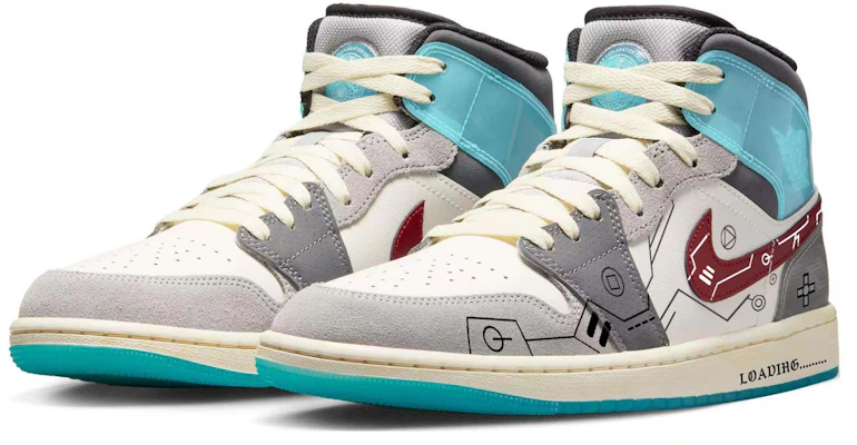 【訂製球鞋】 Jordan Air Jordan 1 電動潮流 科技藍圖 電競競技 潮流復古 中筒 復古籃球鞋 男款 白灰藍 Lookbook 【訂製球鞋】 Jordan Air Jordan 1 電動潮流 科技藍圖 電競競技 潮流復古 中筒 復古籃球鞋 男款 白灰藍