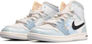 Lookbook 【定製球鞋】 Jordan Air Jordan 1 Mid 扎染布貼 雪花 復古籃球鞋 GS 藍白灰