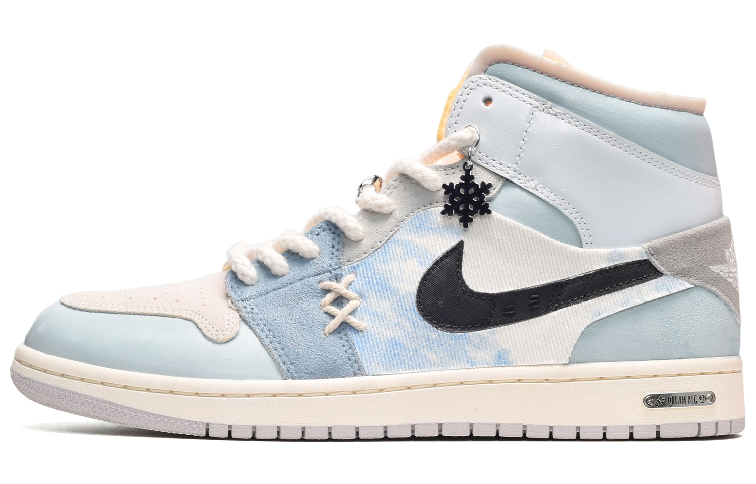Buy [Zapatillas Personalizadas] Air Jordan 1 Mid 'Azul Tie-Dye Blanco Gris' DM9652-100(TeamE-男款雪花蓝白灰)