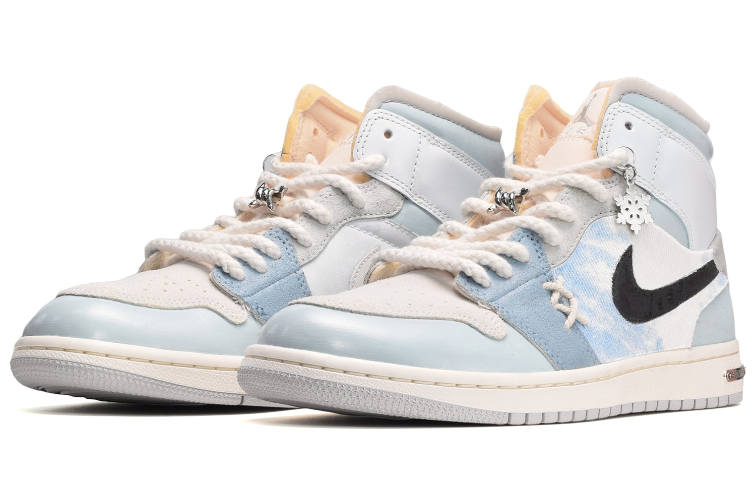 Lookbook [Zapatillas Personalizadas] Air Jordan 1 Mid 'Azul Tie-Dye Blanco Gris' DM9652-100(TeamE-男款雪花蓝白灰)