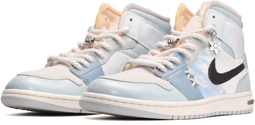 【定制鞋款】Air Jordan 1 Mid '蓝色灰色扎染' DM9652-100(TeamE-男款雪花蓝白灰) Lookbook 【定制鞋款】Air Jordan 1 Mid '蓝色灰色扎染' DM9652-100(TeamE-男款雪花蓝白灰)
