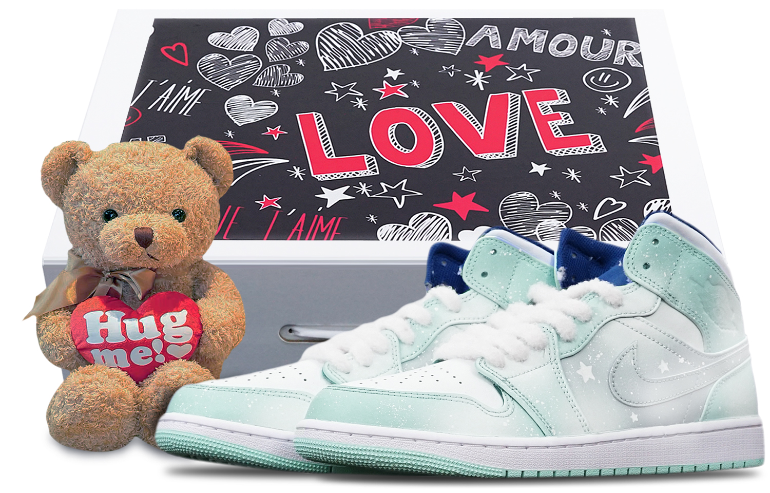 Buy [定制鞋] Air Jordan 1 Mid '蒂芙尼蓝雪花' 554724-413(TeamT-蒂芙尼绿融雪S-BOX)