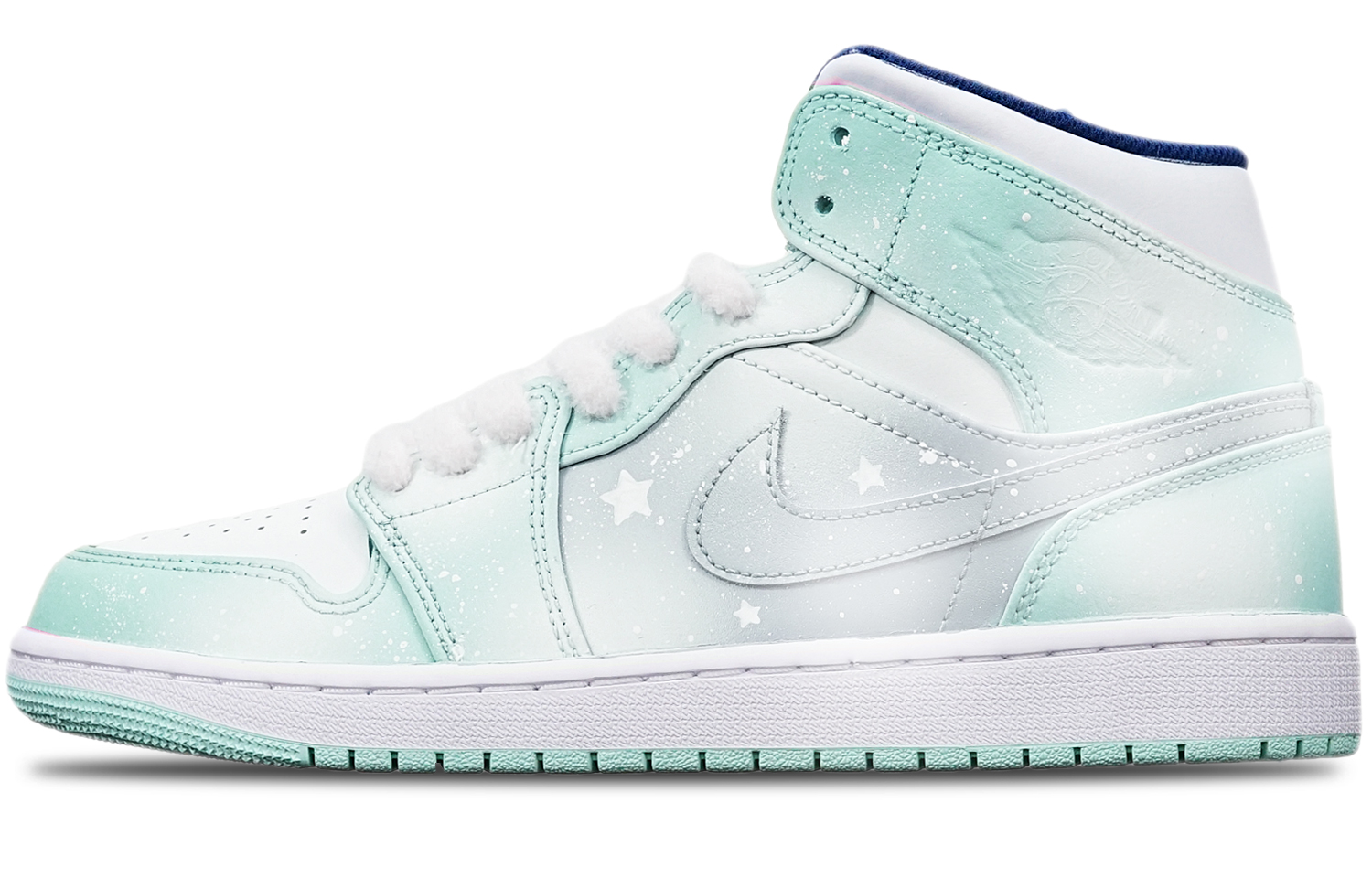 Order [定制鞋] Air Jordan 1 Mid '蒂芙尼蓝雪花' 554724-413(TeamT-蒂芙尼绿融雪S-BOX)