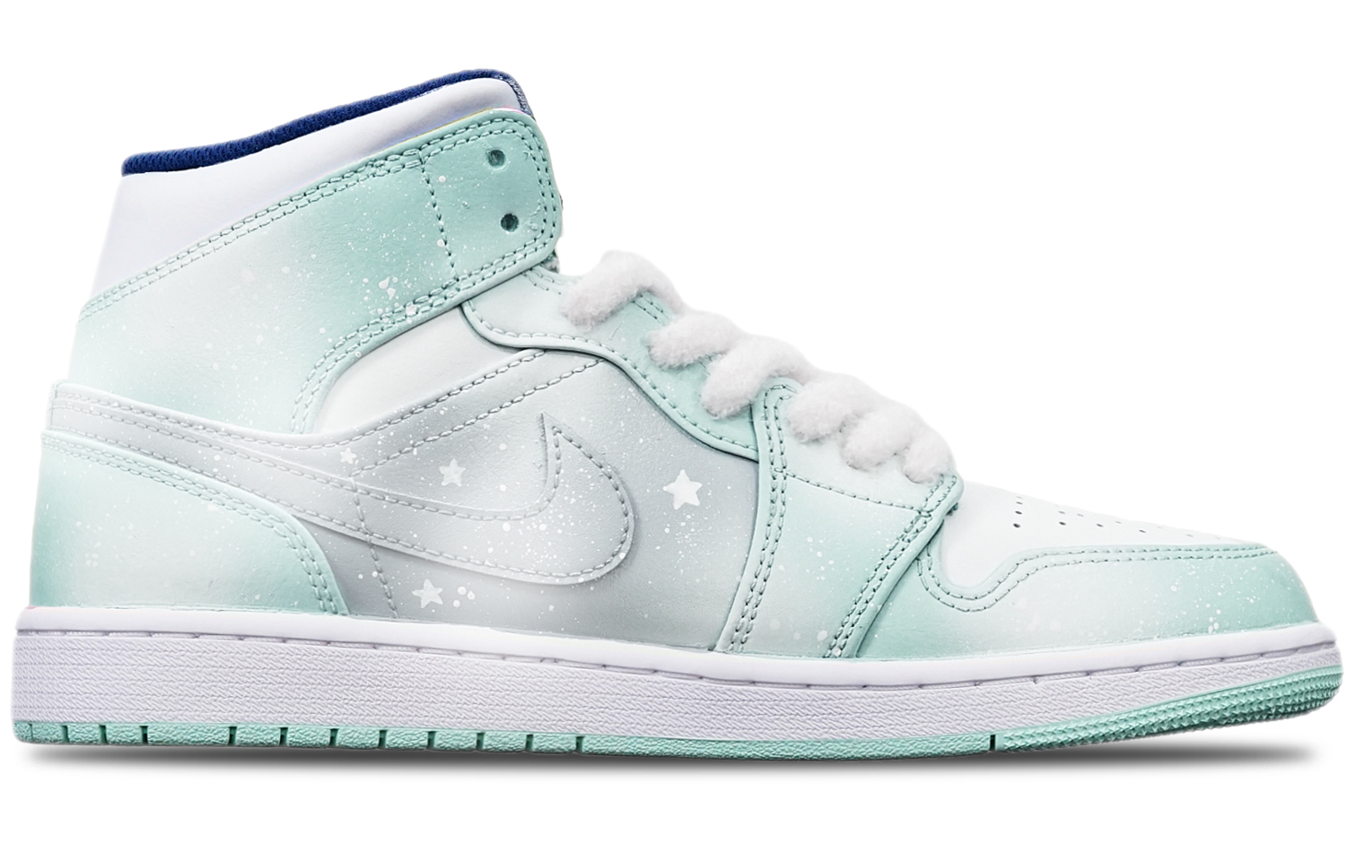 Lookbook [定制鞋] Air Jordan 1 Mid '蒂芙尼蓝雪花' 554724-413(TeamT-蒂芙尼绿融雪S-BOX)
