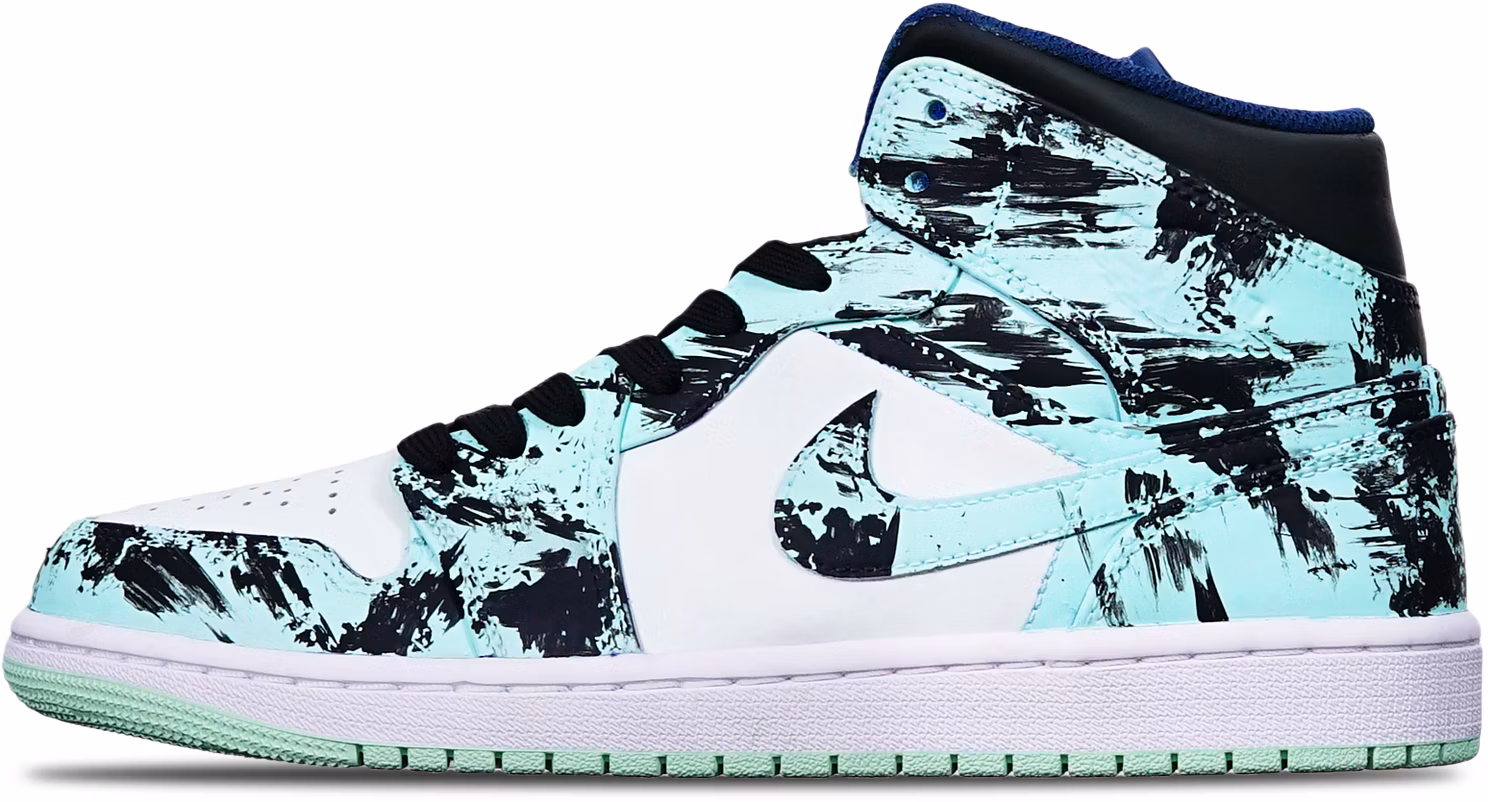 custom-shoes-air-jordan-1-mid-tiffany-blue-water-ink