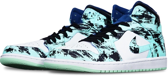 【定製球鞋】Jordan Air Jordan 1 藍薄荷 國潮水墨染中國風 手繪 限量特殊鞋盒 中幫 復古籃球鞋 男款 蒂芙尼藍 Lookbook 【定製球鞋】Jordan Air Jordan 1 藍薄荷 國潮水墨染中國風 手繪 限量特殊鞋盒 中幫 復古籃球鞋 男款 蒂芙尼藍