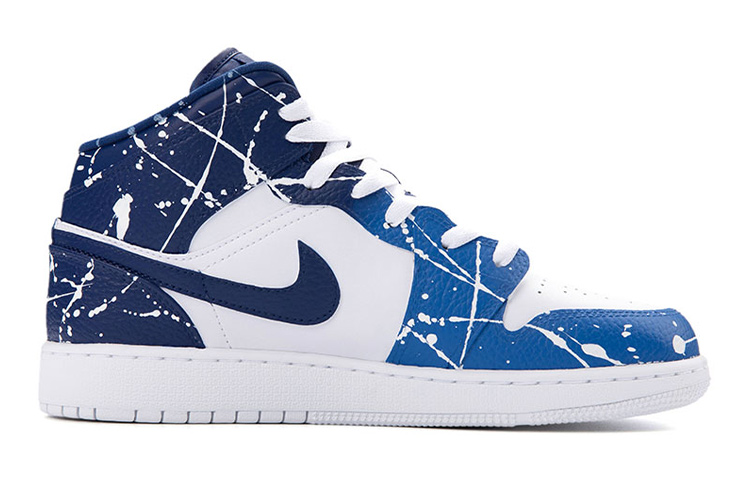 Order [Kasut Custom] Air Jordan 1 Mid 'University Blue Splatter' 554725-130(Team18-女款大学泼墨蓝)