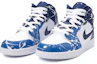 Lookbook 【定制球鞋】Jordan Air Jordan 1 Mid 潑墨大學藍 手繪漸變 高校主題 個性 中幫 復古籃球鞋 GS 藍白