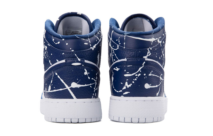Shop [Kasut Custom] Air Jordan 1 Mid 'University Blue Splatter' 554725-130(Team18-女款大学泼墨蓝)