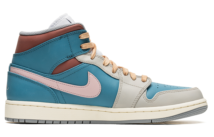 Order [Sepatu Kustom] Air Jordan 1 Mid 'Hari Valentine Abu-Abu Biru' 554724-135(TeamB-情人节男款油画)