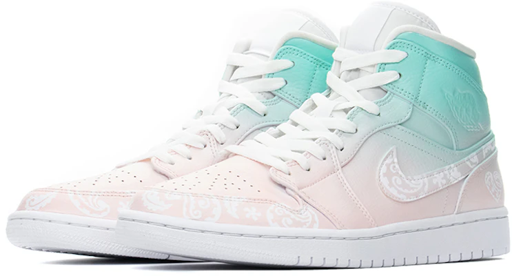 カスタムシューズ: エア ジョーダン1ミッド 'バレンタインデー グラデーション カシューフラワー' 554724-130(TeamA-男款520腰果花渐变) Lookbook カスタムシューズ: エア ジョーダン1ミッド 'バレンタインデー グラデーション カシューフラワー' 554724-130(TeamA-男款520腰果花渐变)