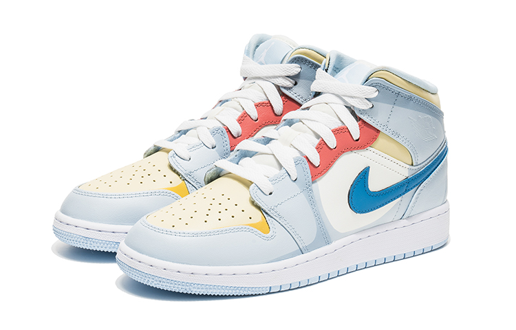 Lookbook [Sepatu Khusus] Air Jordan 1 Mid 'Valentine's Day Kitty Camo Abu-Biru' 555112-401(TeamB-女款kitty猫)